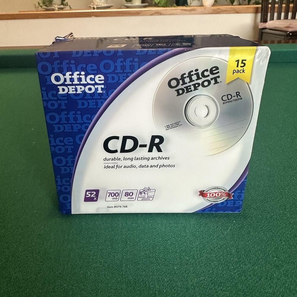 Office Depot CD-R 15 Pack 700MB 80 Min 52x Recordable Discs New Sealed